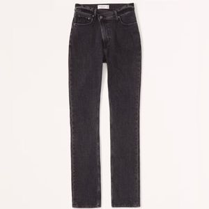 90s slim straight ultra high rise jeans in black, vintage wash. Never been worn